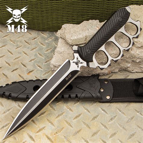 combat knife with knuckle guard.